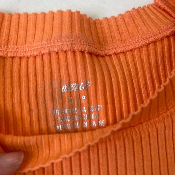 Aerie Small Cropped High Neck Ribbed Tank Top Orange Summer - Picture 4 of 6